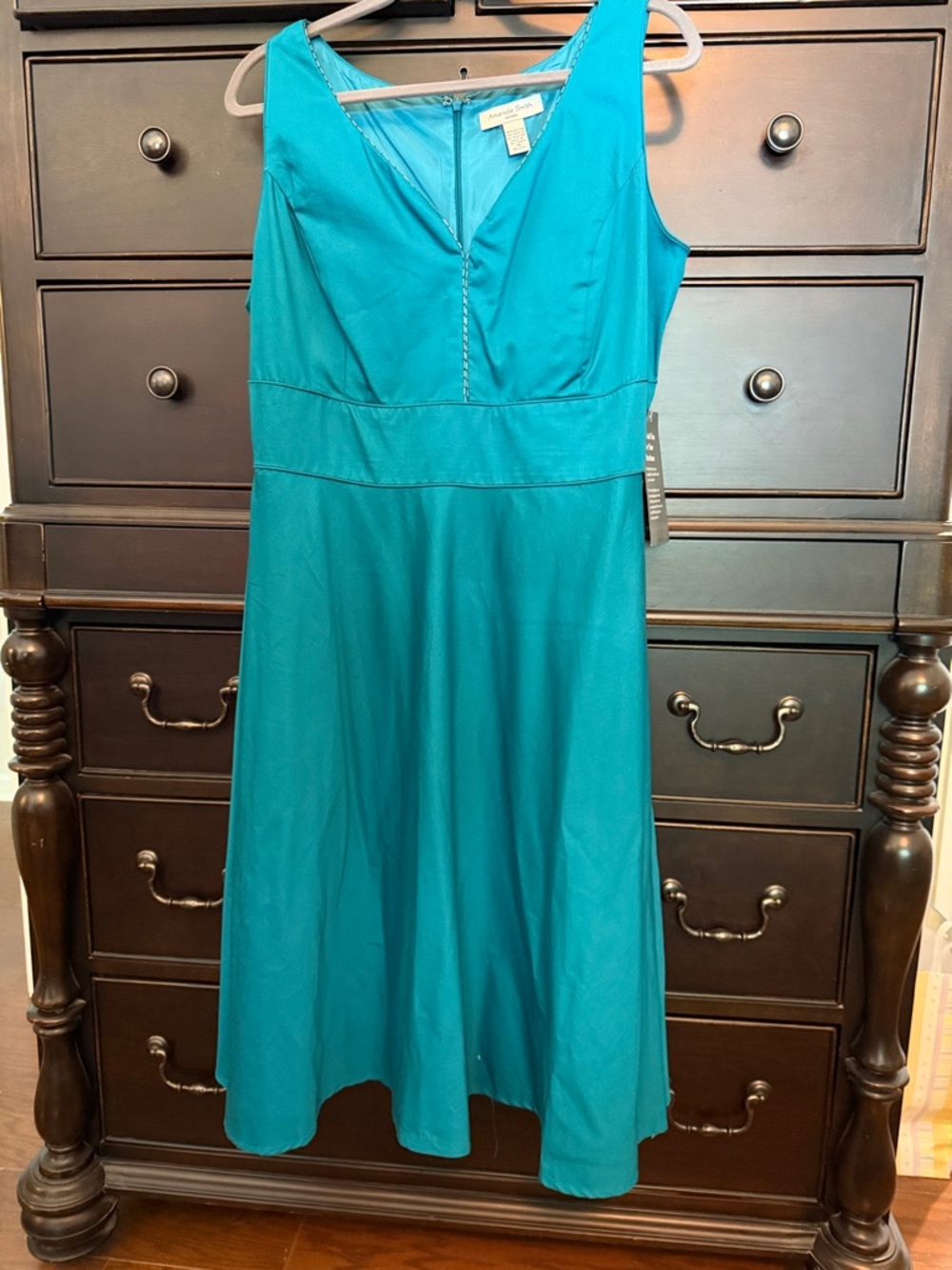 Amanda Smith Turquoise Sleeveless Midi Dress